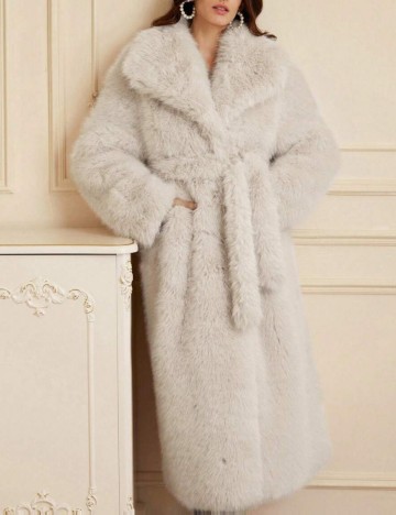 Haină De Blană Shein, bej