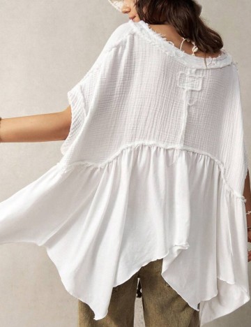 Cămașă cu m&acirc;necă scurtă Shein, alb