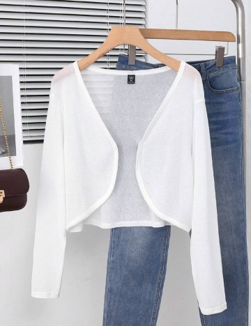 Cardigan Shein Curve+, alb