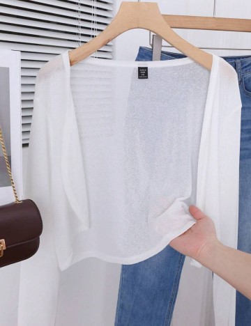 Cardigan Shein Curve+, alb