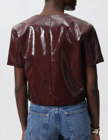 Sacou imitație de piele Shein, vișiniu