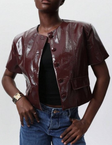 Sacou imitație de piele Shein, vișiniu