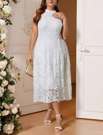 Rochie midi Shein Curve+, alb