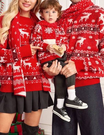 Set pulover și fular Shein, roșu