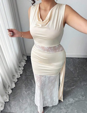 Rochie maxi Shein Curve+, crem