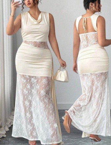 Rochie maxi Shein Curve+, crem