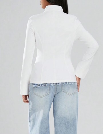 Bluză cu fermoar Shein, crem