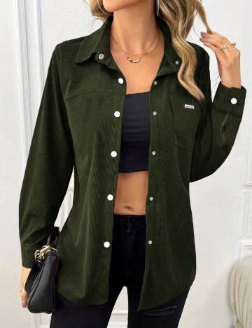 Cămașă raiat Shein, verde