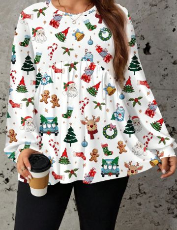 Bluză Shein Curve+, alb