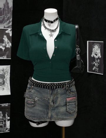 Tricou Shein Curve+, verde