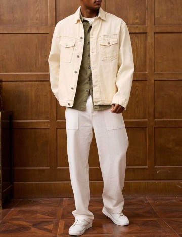 Jachetă De Blugi Shein MANFINITY, crem