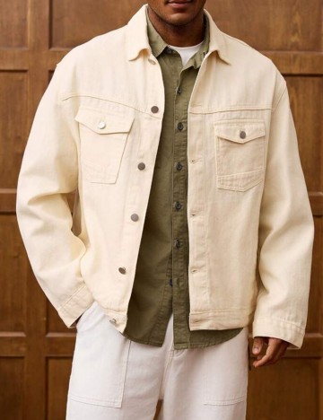 Jachetă De Blugi Shein MANFINITY, crem