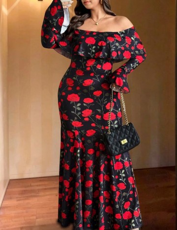 Rochie maxi Shein Curve+, negru