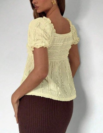 Cămașă cu m&acirc;necă scurtă Shein, galben