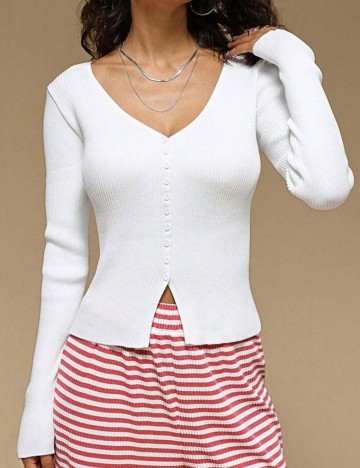 Bluză cu nasturi Shein, alb