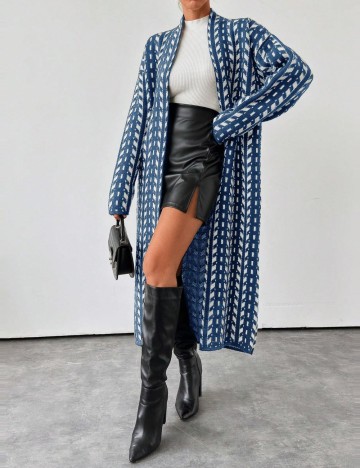 Cardigan lung Shein, albastru