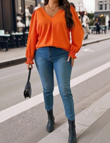 Cămașă Shein Curve+, portocaliu