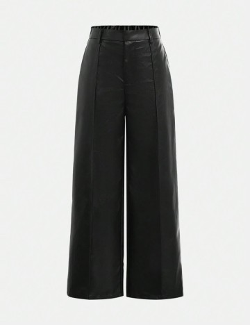 Pantaloni imitație din piele Shein, negru