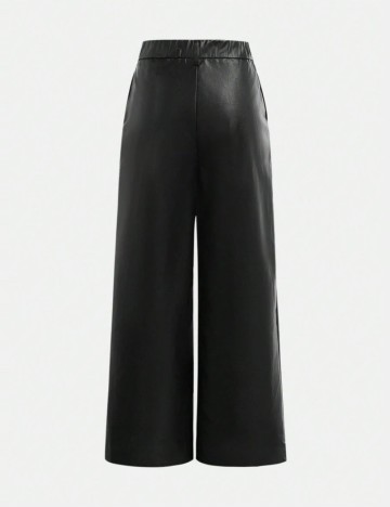 Pantaloni imitație din piele Shein, negru