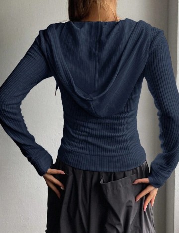 Hanorac Cu Fermoar Shein, albastru