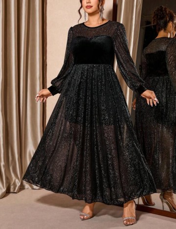 Rochie maxi Shein Curve+, negru