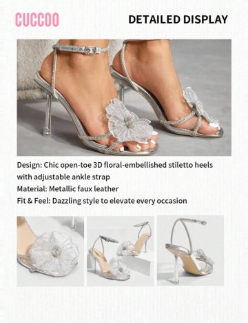 Sandale Cu Toc Shein, argintiu