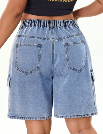 Pantaloni scurți de blugi Shein Curve+, albastru