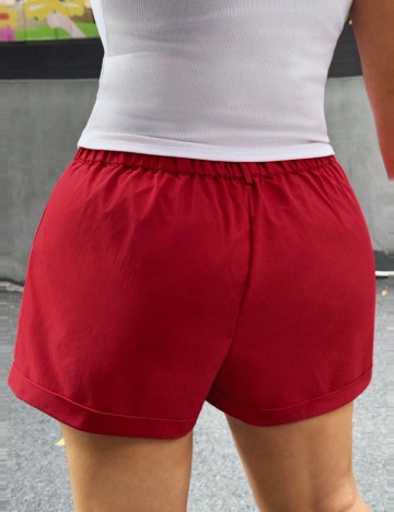 Pantaloni scurți Shein Curve+, roșu