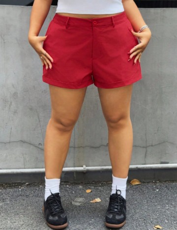 Pantaloni scurți Shein Curve+, roșu