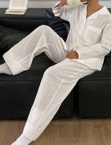 Compleu pijamale Shein, alb