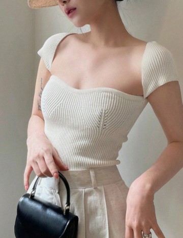 Tricou Shein DAZY, crem