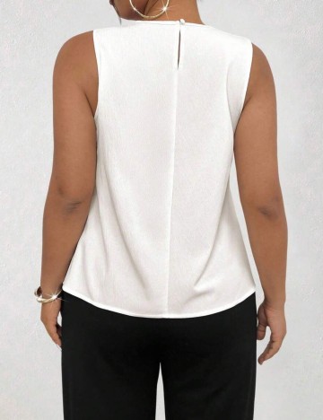 Cămașă cu m&acirc;necă scurtă Shein Curve+, alb