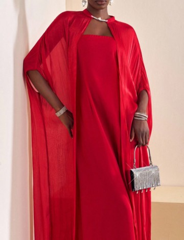 Set Rochie și Cardigan Shein, roșu