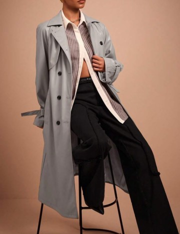 Trench imitație de piele Shein, gri