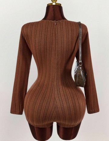 Salopetă scurtă Shein Curve+, maro