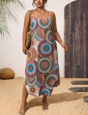 Rochie midi Shein Curve+, mix culori