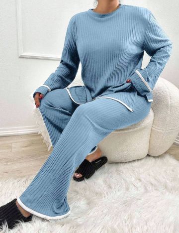 Compleu pijamale Shein Curve+, albastru