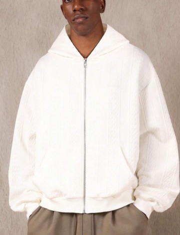 Hanorac Cu Fermoar Shein, crem