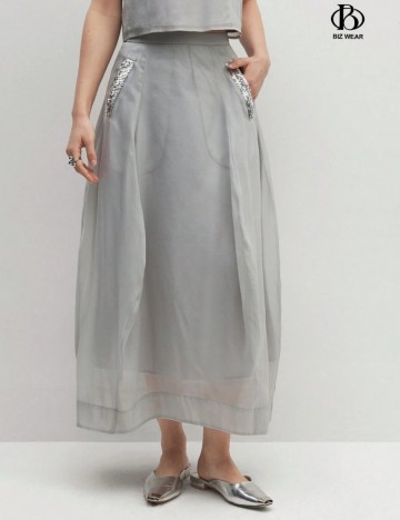 Fustă midi Shein, gri