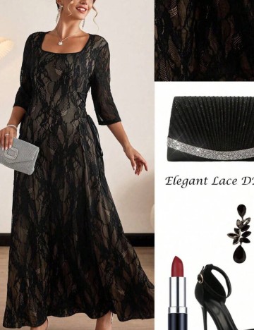 Rochie maxi Shein Curve+, negru