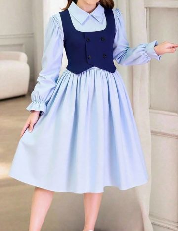 Set rochie și vestă Shein, albastru