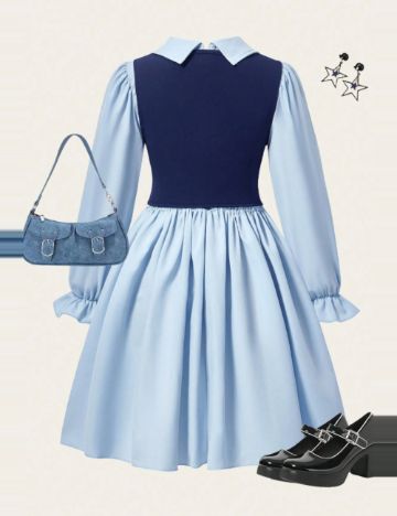 Set rochie și vestă Shein, albastru