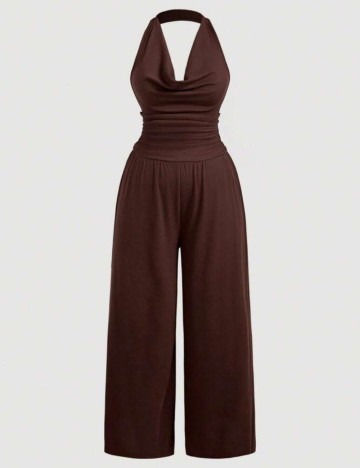 Salopetă lungă Shein Curve+, maro