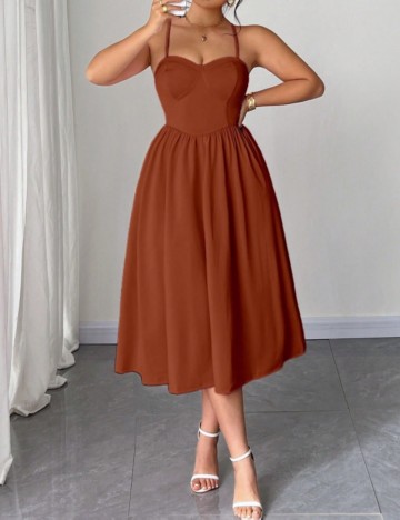 Rochie midi Shein Curve+, cărămiziu