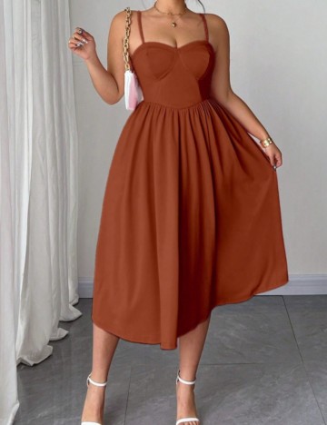 Rochie midi Shein Curve+, cărămiziu