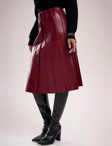Fustă Imitație Piele Shein, vișiniu