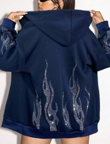 Hanorac Cu Fermoar Shein Curve+, albastru