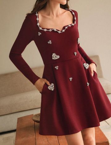 Rochie midi Shein MOTF, vișiniu