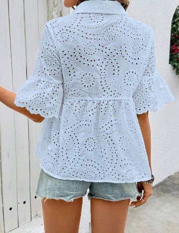 Cămașă cu m&acirc;necă scurtă Shein, albastru
