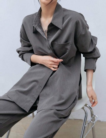 Cămașă Shein DAZY  LESS, gri